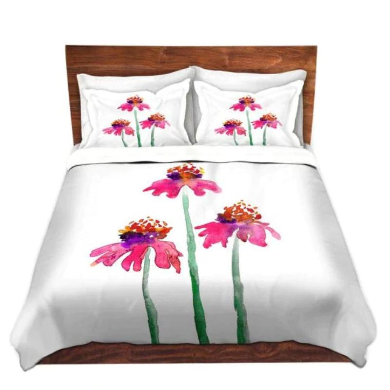 Coneflower Echinacea Painting  - Modern Bedding - Duvet or Comforter Brazen Design Studio Violet Red