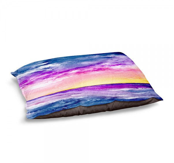 Designer Dog Bed  - Ocean Seascape Watercolor Painting - Fleece Cotton Cover Brazen Design Studio Medium Orchid