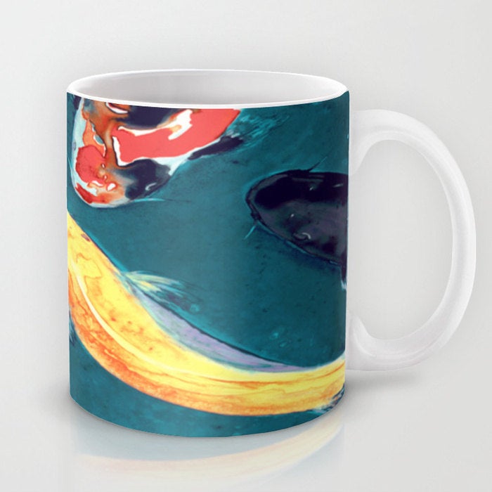 Artistic Koi Fish Coffee Mug - Kitchen Decor  Mug Drinkware Brazen Design Studio Dark Slate Gray