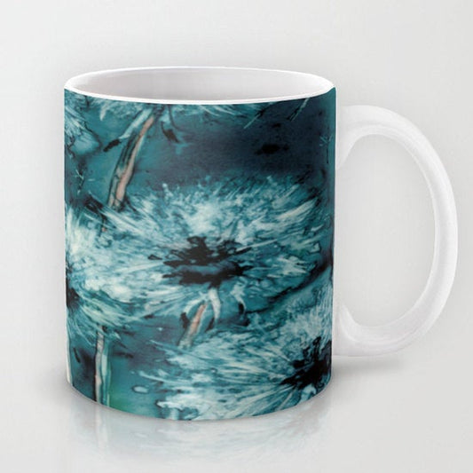 Artistic Floral Coffee Mug - Dandelion Wishes - Kitchen Decor  Mug Drinkware Brazen Design Studio Dark Slate Gray