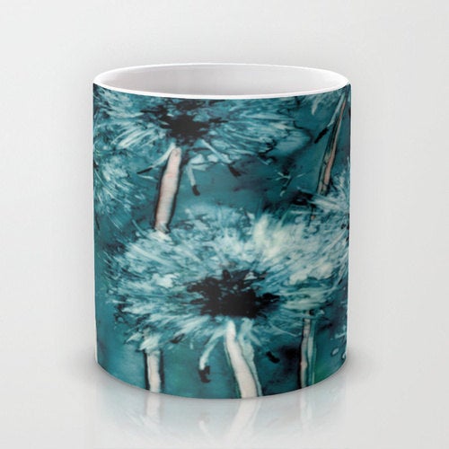 Artistic Floral Coffee Mug - Dandelion Wishes - Kitchen Decor  Mug Drinkware Brazen Design Studio Slate Gray