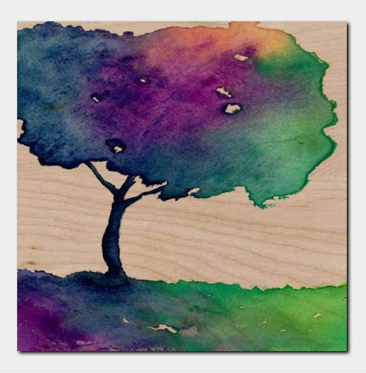 Hue Tree Rainbow Nature Birchwood or Metal Art Print - Home Decor Brazen Design Studio Dark Slate Blue