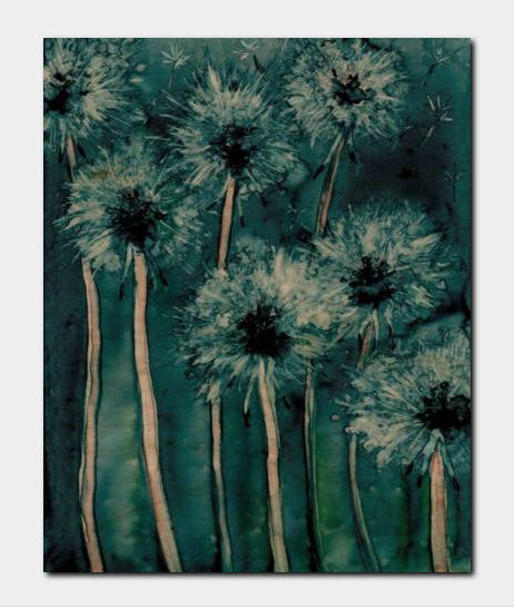 Metal or Birchwood Dandelion Floral Art Print - Home Decor Brazen Design Studio Dark Slate Gray