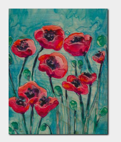 Red Poppies Floral Birchwood or Metal Art Print - Floral Home Decor Brazen Design Studio Brown