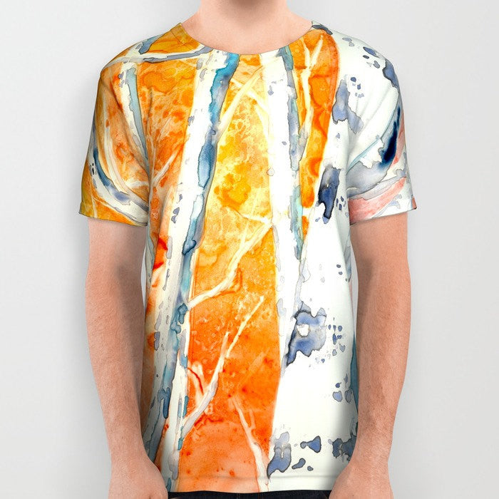 Designer Clothing - Aspen Tree Painting - Artistic All Over Printed T Shirt Brazen Design Studio Lavender