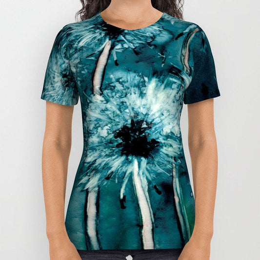 Designer Clothing - Dandelion Painting - Artistic All Over Printed T Shirt Brazen Design Studio Lavender