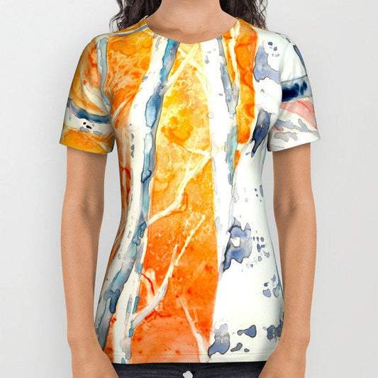 Designer Clothing - Aspen Tree Painting - Artistic All Over Printed T Shirt Brazen Design Studio Lavender