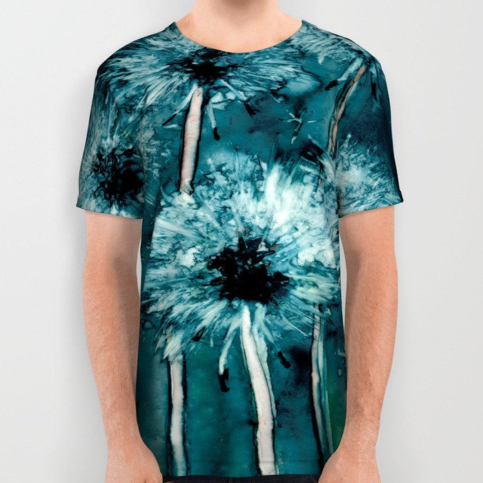 Designer Clothing - Dandelion Painting - Artistic All Over Printed T Shirt Brazen Design Studio Lavender