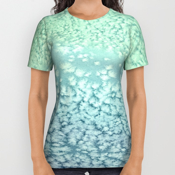 Designer Clothing - Ocean Water Seafoam Painting - Artistic All Over Printed T Shirt Brazen Design Studio Pale Turquoise
