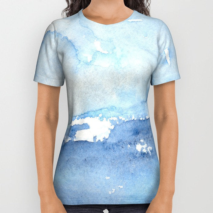 Designer Clothing - Ocean Wave Painting - Artistic All Over Printed T Shirt Brazen Design Studio Lavender