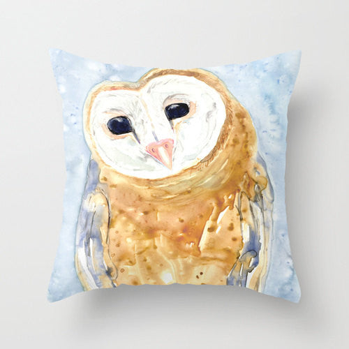 Pillow Cover - Barn Owl - Throw Pillow Cushion - Bird Art Decor Brazen Design Studio Tan