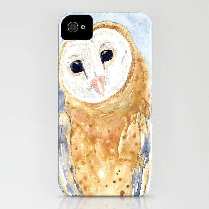 Owl Phone Case - Widllife Watercolor Painting - Designer iPhone Samsung Case Brazen Design Studio Light Salmon