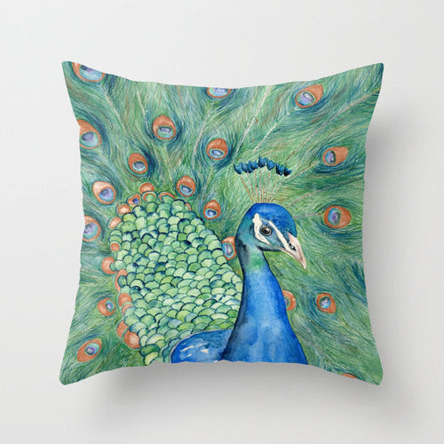Decorative Pillow Cover - Peacock Painting - Throw Pillow Cushion - Fine Art Home Decor Brazen Design Studio Dark Sea Green
