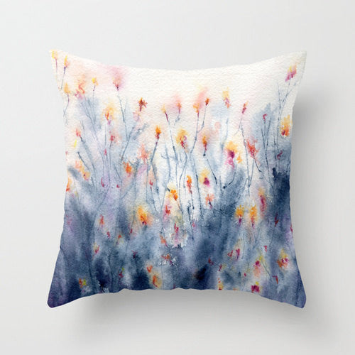 Decorative Floral Pillow Cover - Wildflowers - Throw Pillow Cushion - Fine Art Home Decor Brazen Design Studio Slate Gray