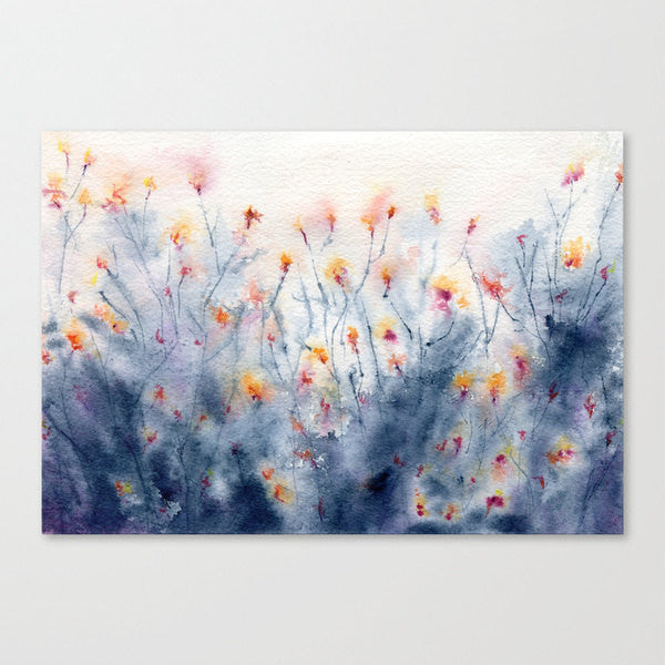 Floral Watercolor Painting - Wildflowers Art Print Wall Art Home Decor Brazen Design Studio Gray