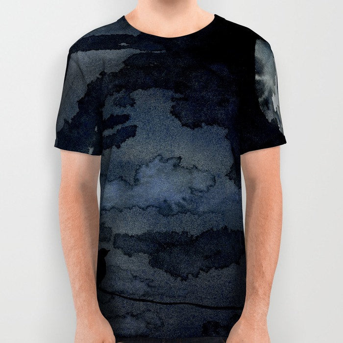 Designer Clothing - Raven Painting - Artistic All Over Printed T Shirt Brazen Design Studio Black