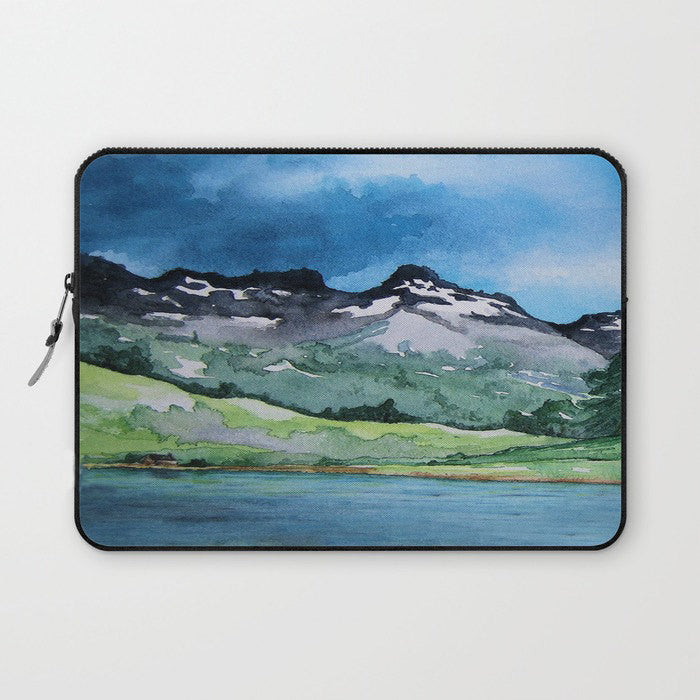 Scenic Macbook Pro Laptop Case - Artistic Printed Fabric Laptop Sleeve - Landscape Painting Brazen Design Studio Steel Blue