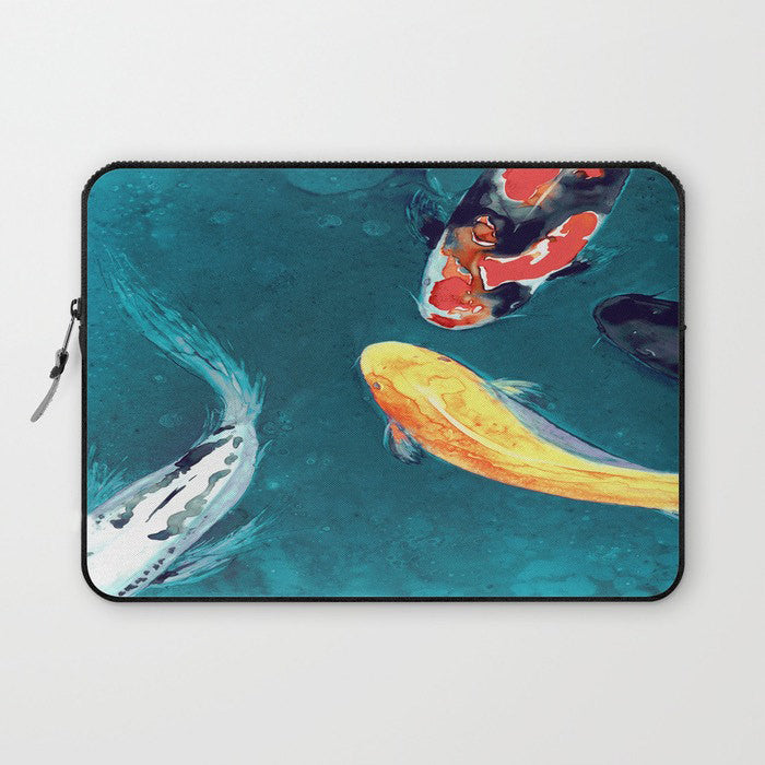 Koi Macbook Pro Laptop Case - Artistic Printed Fabric Laptop Sleeve - Koi Fish Painting Brazen Design Studio Dark Slate Gray