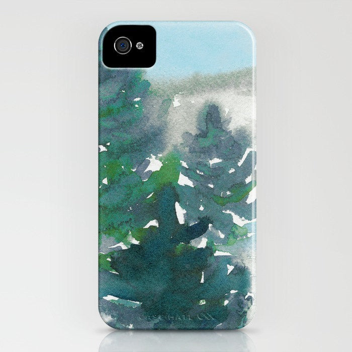 Watercolor Phone Case - Evergreen Tree Painting Cell Phone Cover - Designer iPhone or Samsung Case Brazen Design Studio Dim Gray