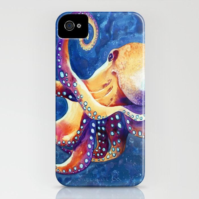Octopus Phone Case - Ocean Watercolor Painting - Designer iPhone or Samsung Case Brazen Design Studio Pale Goldenrod
