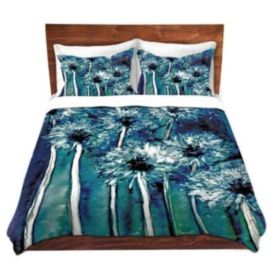 Dandelions Floral Painting Artistic  - Modern Bedding - Duvet or Comforter Brazen Design Studio Dark Slate Gray