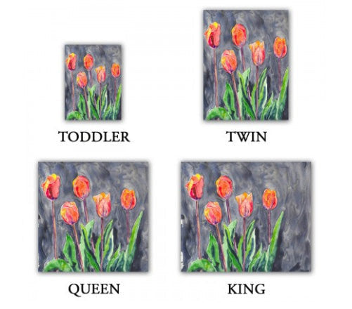 Tulips Watercolor Painting  - Modern Bedding - Duvet or Comforter Brazen Design Studio Slate Gray