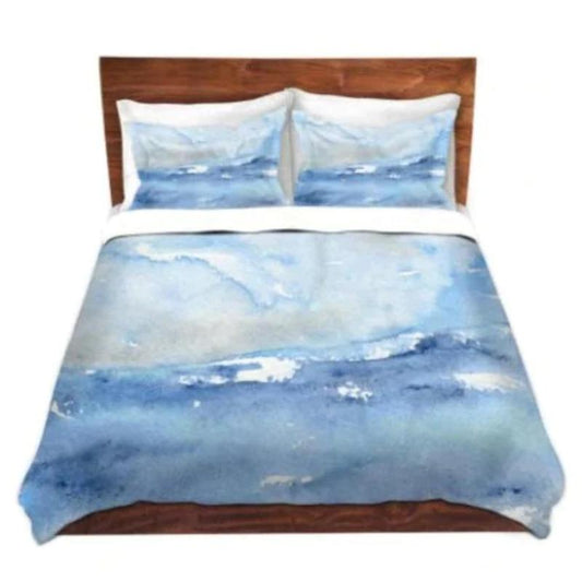 Ocean Wave Watercolor Painting  - Modern Bedding - Duvet or Comforter Brazen Design Studio Dark Gray