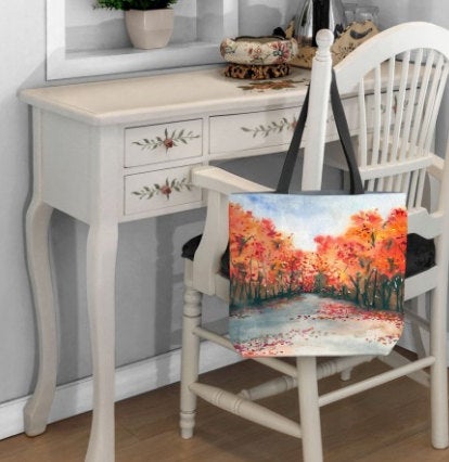 Tote Bag - Autumn Journey Watercolor Painting - Shopping Bag Brazen Design Studio Salmon