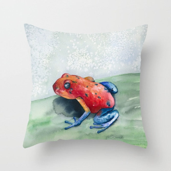 Decorative Pillow Cover - Blue Jean Frog Art - Throw Pillow Cushion - Fine Art Home Decor Brazen Design Studio Salmon