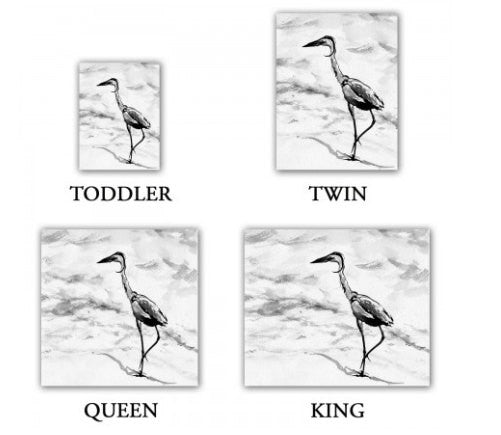 Crane Ink Wildlife Bird Painting  - Modern Bedding - Duvet or Comforter Brazen Design Studio Lavender