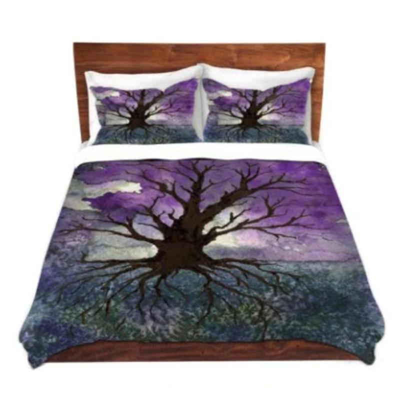 Tree of Life Watercolor Painting Nature  - Modern Bedding - Duvet or Comforter Brazen Design Studio Dim Gray