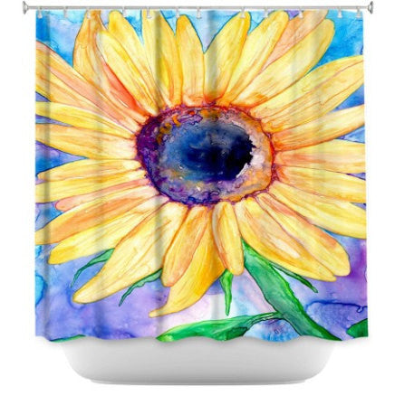 Shower Curtain Sunflower Floral Painting - Artistic Bathroom Decor Brazen Design Studio Light Goldenrod