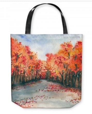 Tote Bag - Autumn Journey Watercolor Painting - Shopping Bag Brazen Design Studio Snow