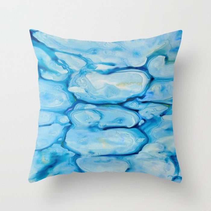 Decorative Pillow Cover - Abstract Art Nymphaea - Throw Pillow Cushion - Home Decor Brazen Design Studio Sky Blue