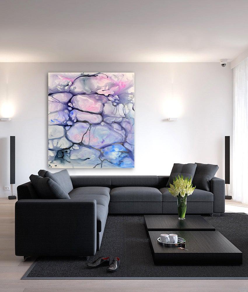 Abstract Art - Watercolor Painting - Violaceae Contemporary Art Print Brazen Design Studio White Smoke
