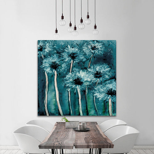 Watercolor Painting - Dandelion Wishes Floral Abstract Art Print Brazen Design Studio Dark Slate Gray