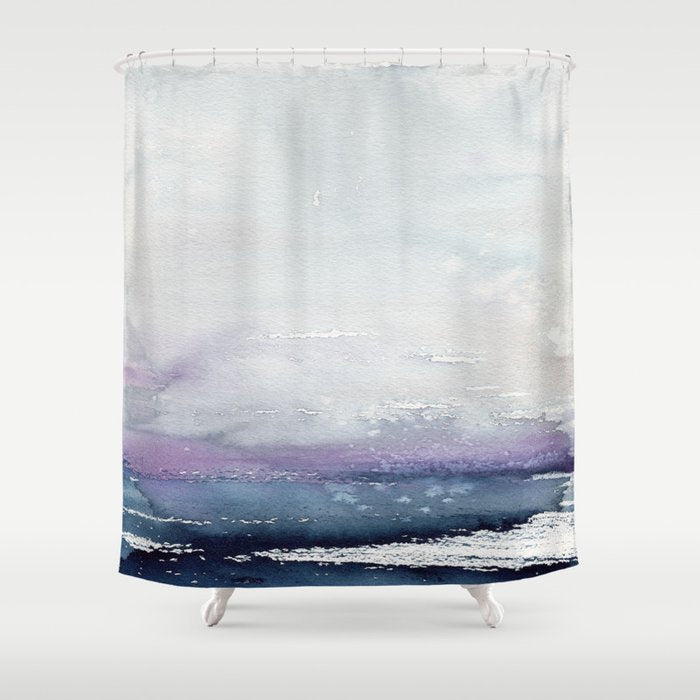 Shower Curtain Love Letters Seascape Painting - Artistic Bathroom Decor Brazen Design Studio Lavender