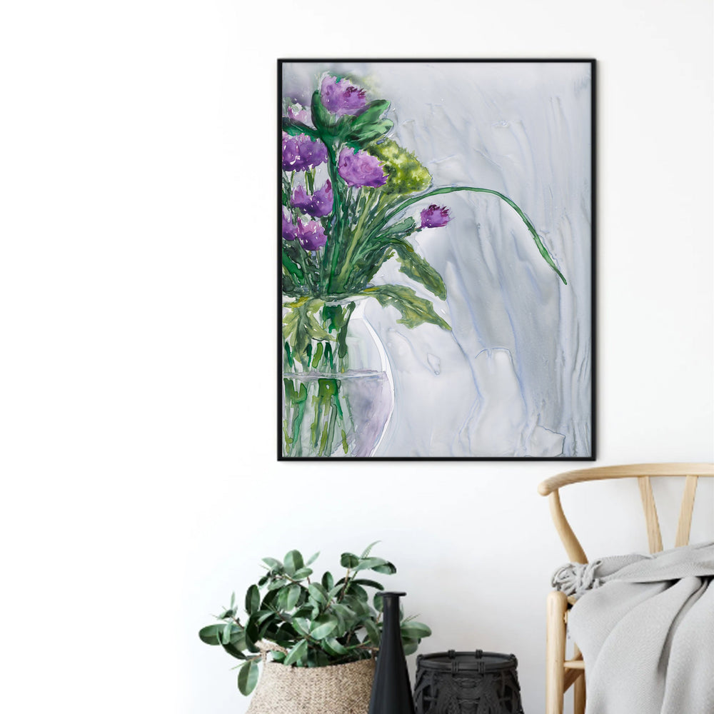 Love Token - Bouquet of Flowers Watercolor Painting - Art Print Brazen Design Studio Gray
