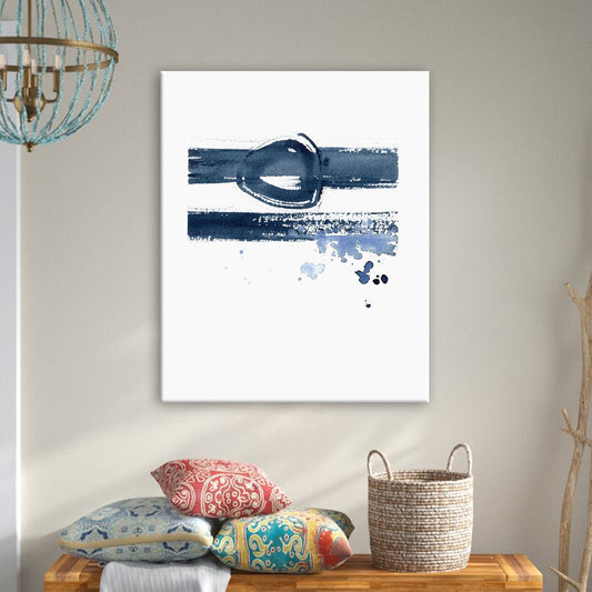 Art Print - Medallion Abstract Composition Contemporary Indigo Watercolor Painting Brazen Design Studio White Smoke
