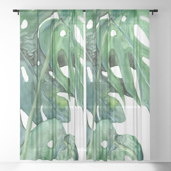 Monstera Deliciosa Black Out or Sheer Curtains