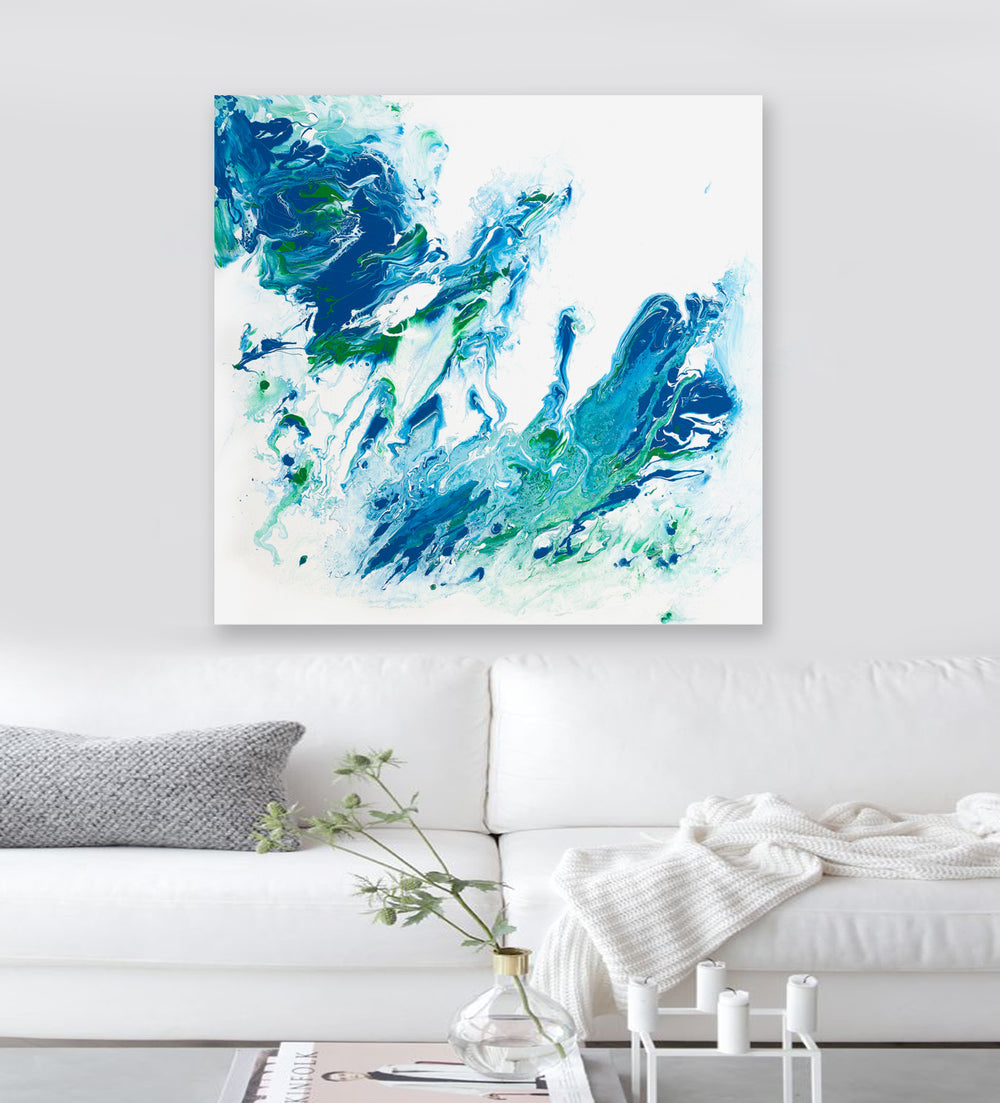 Oceanus Tricae - Acrylic Painting - Contemporary Blue Abstract Seascape Art Print Brazen Design Studio Sky Blue
