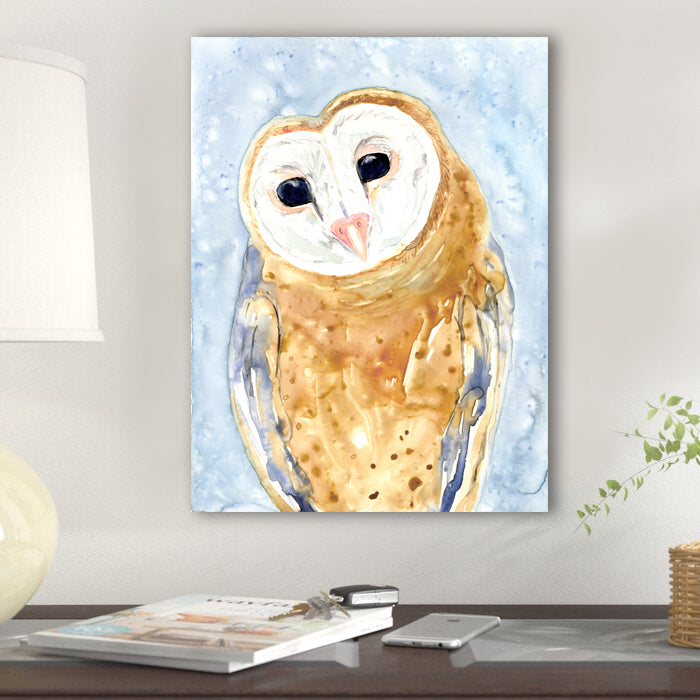 Barn Owl Watercolor Painting - Bird Wildlife Art Print Brazen Design Studio Tan