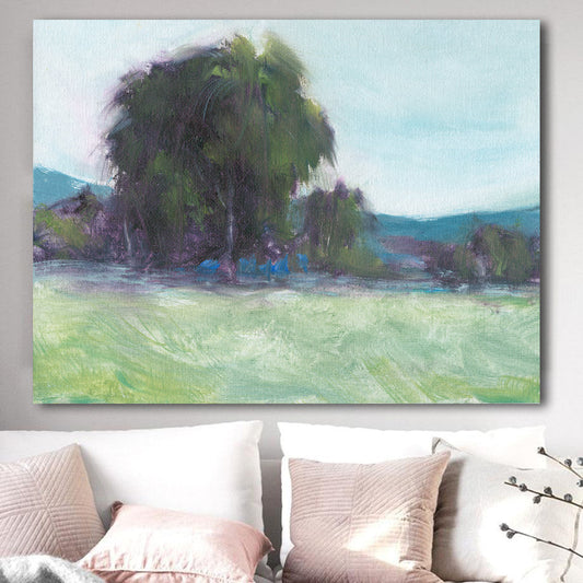 Weeping Willow - Oil Painting Landscape Nature Inspired Contemporary Art Print Brazen Design Studio Gray