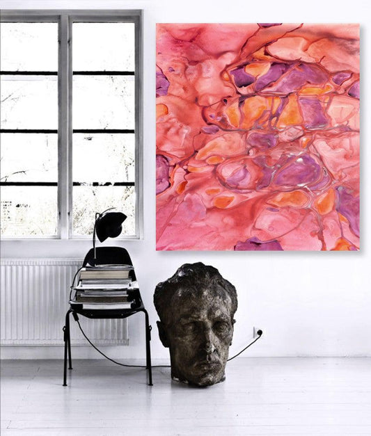 Abstract Art - Watercolor Painting - Rubra Corde Contemporary Art Print Brazen Design Studio Light Coral
