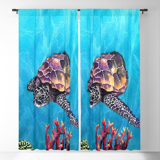 Sea Turtle Black Out or Sheer Curtains