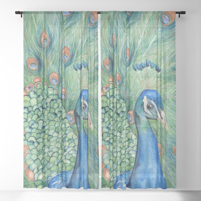 Peacock Black Out or Sheer Curtains