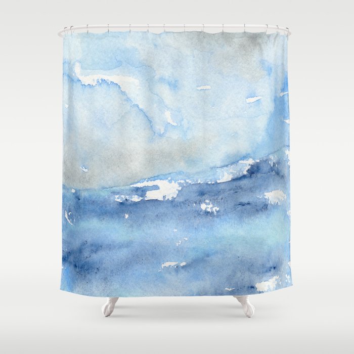 Ocean Wave Shower Curtain Seascape Painting - Artistic Bathroom - Modern Vibrant Bathroom Decor Brazen Design Studio Lavender