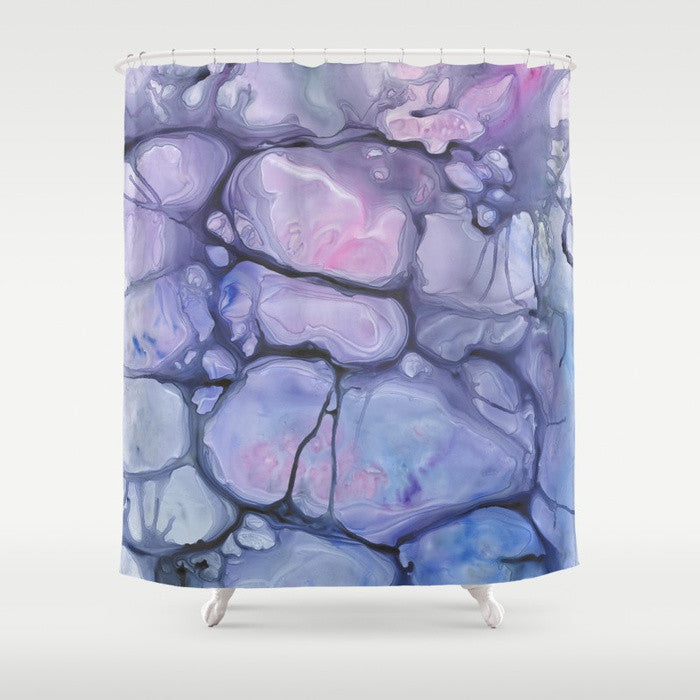 Violaceae Shower Curtain Watercolor Painting - Artistic Bathroom Decor Brazen Design Studio Dark Gray