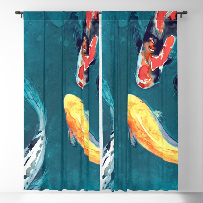 Water Ballet Koi Black Out or Sheer Curtains