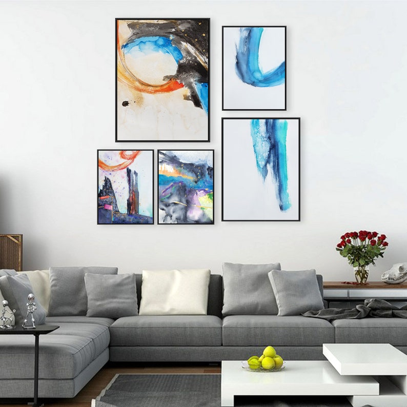 Art Print - Winds of Change Abstract Composition Contemporary Watercolor Painting Brazen Design Studio Dark Slate Gray